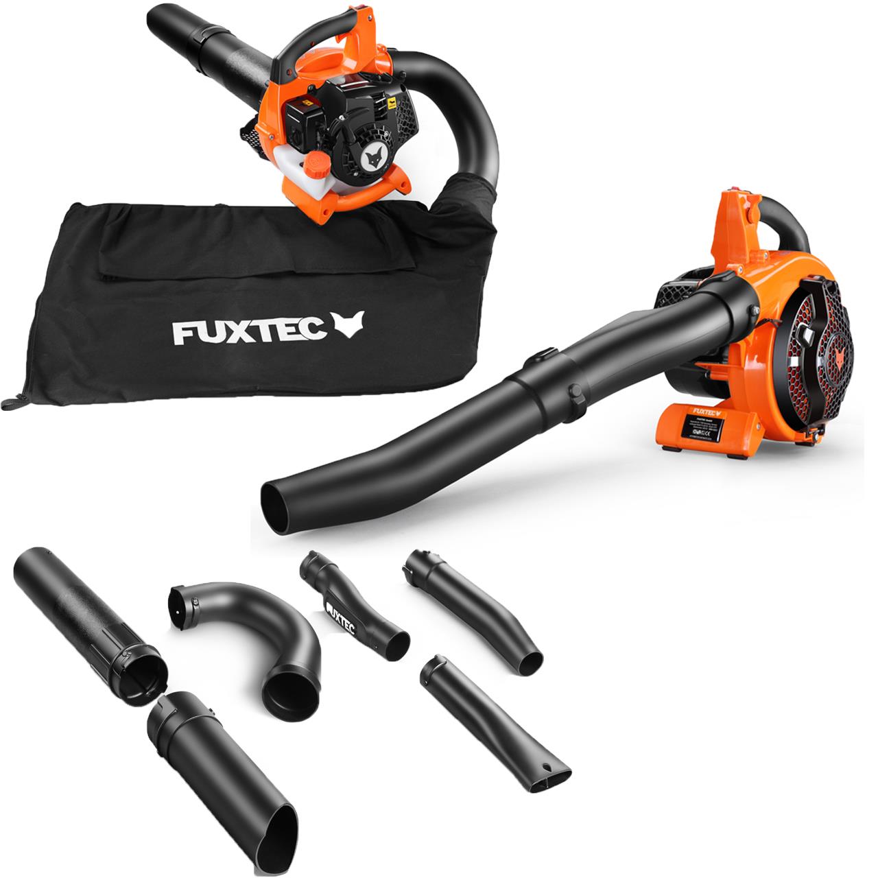 Petrol leaf blower 26cc 4in1 blowing-vacuum-shredder-function + collection bag FUXTEC LBS126