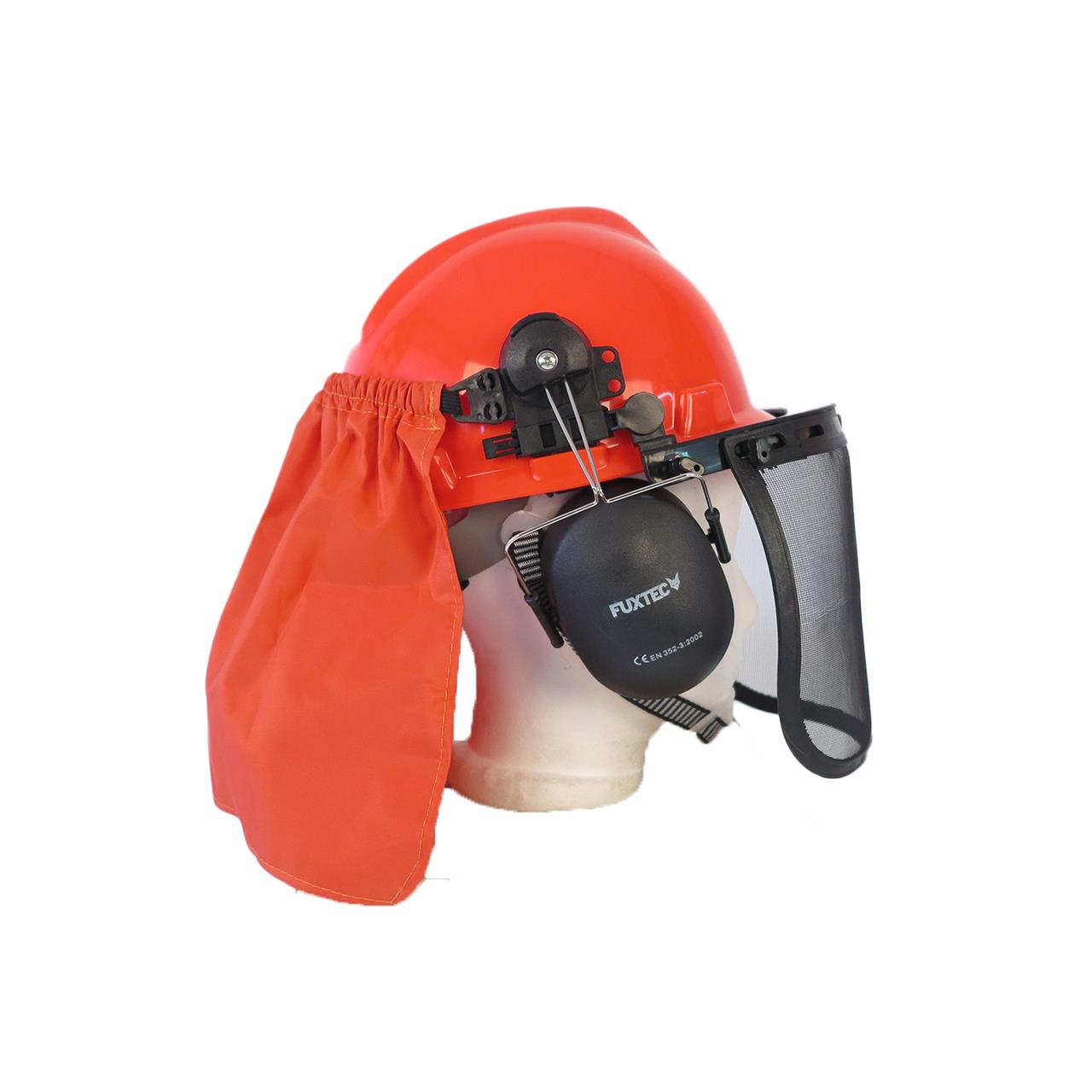 FUXTEC safety helmet with neck guard and ear defender - workwear / forestry